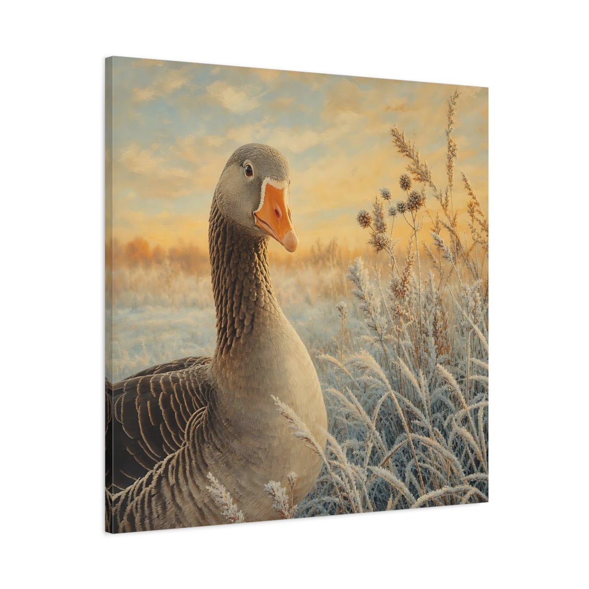 Birds Goose Winter Art Canvas Print Wall – Realistic Living Room, Above Console Table - YesArtYes