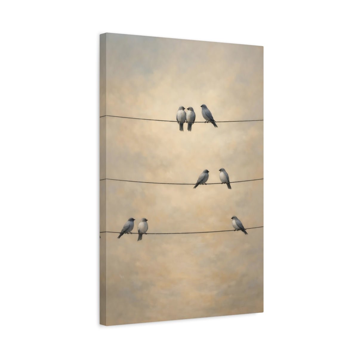 Birds Gray Beige - Canvas Wall Art Print - YesArtYes