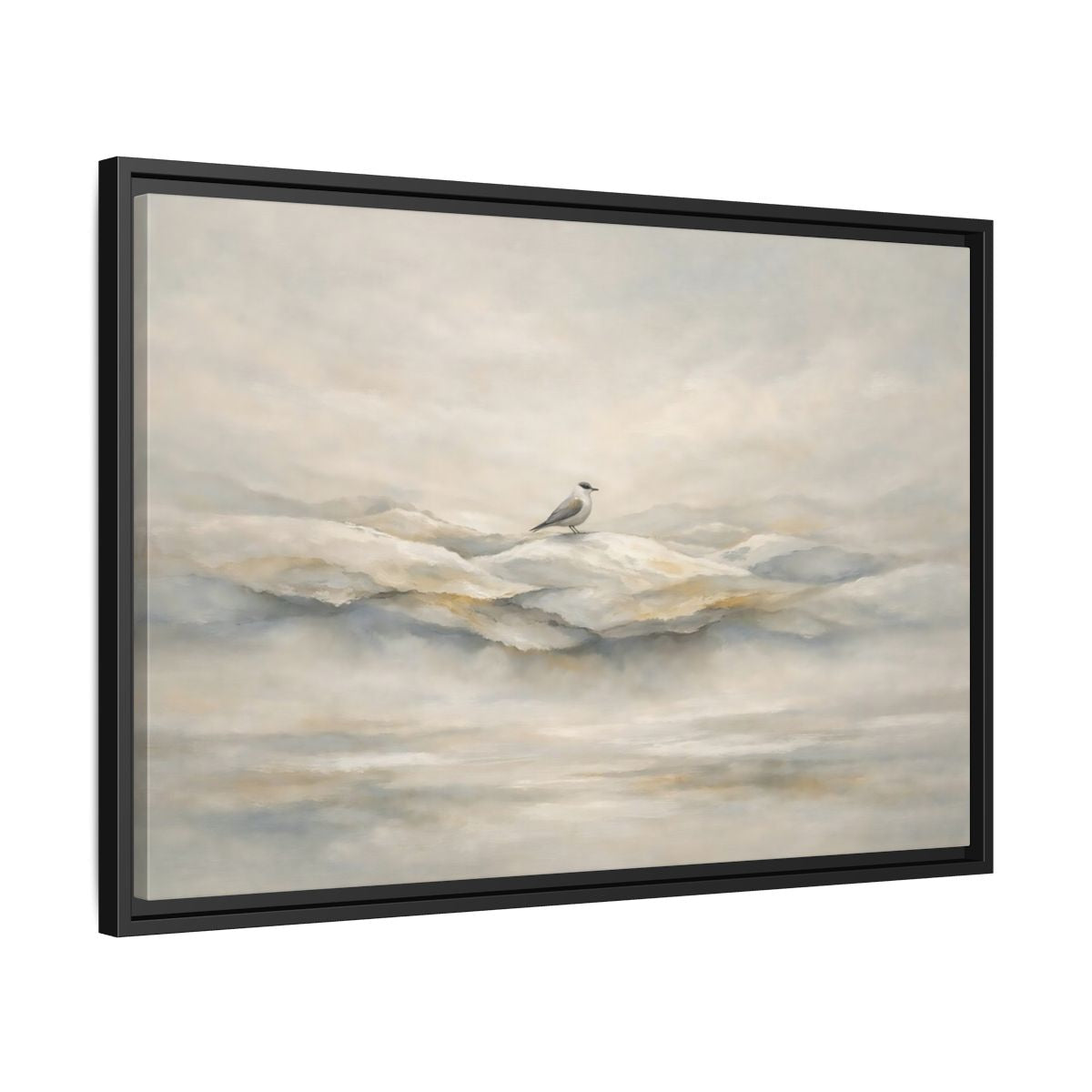 Side Mockup 14. Birds Bird Misty Grey shown as stretched canvas wall art