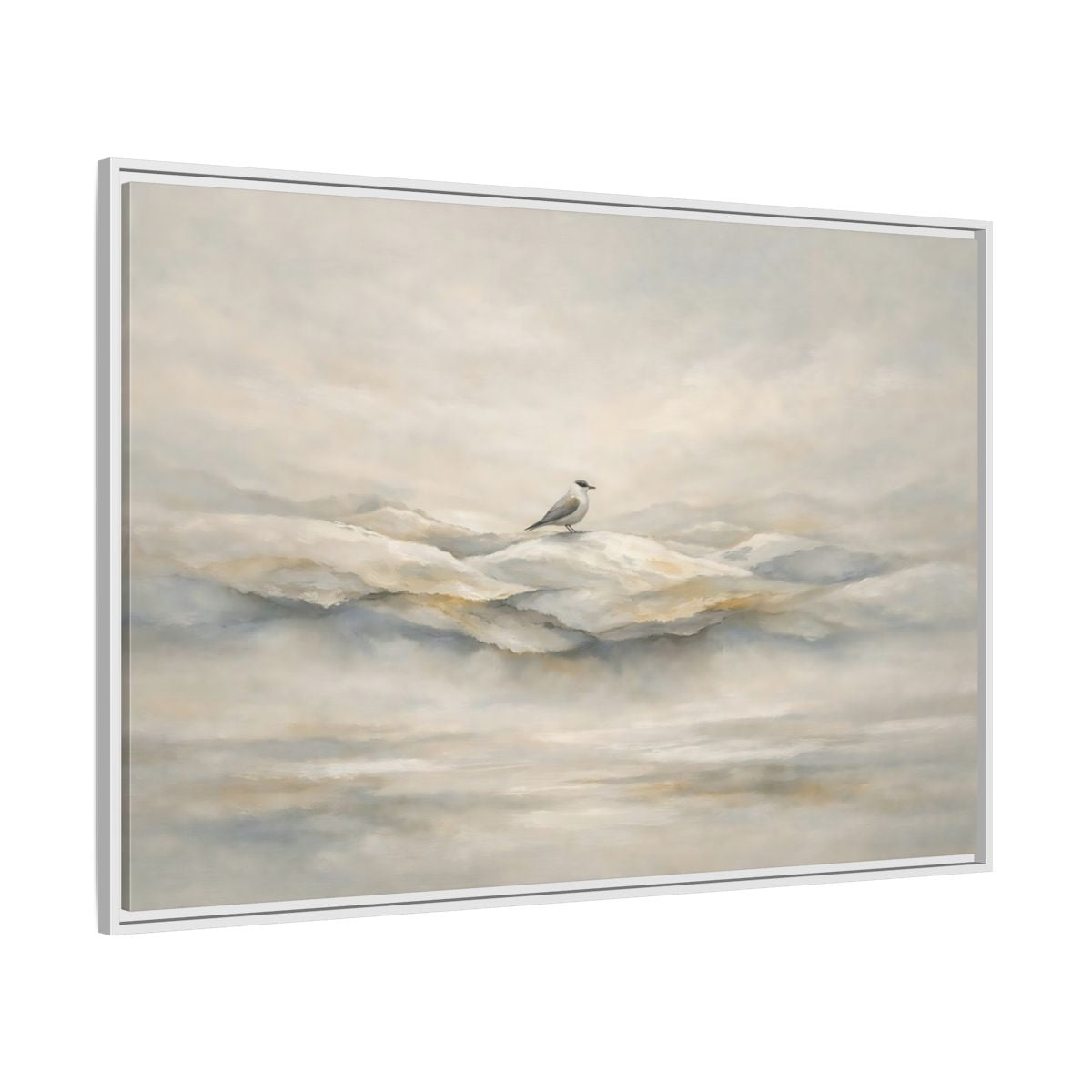 Side Mockup 7. Birds Bird Misty Grey shown as stretched canvas wall art