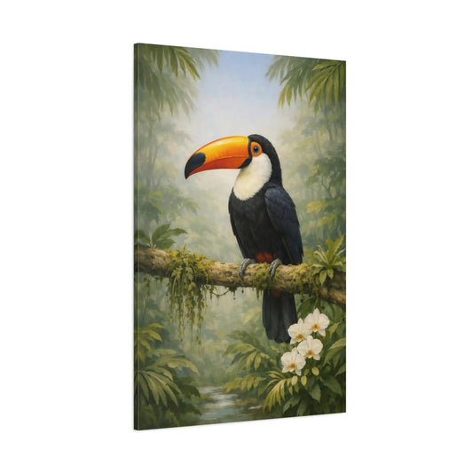Birds Toucan Tropical Toucan shown as stretched canvas wall art