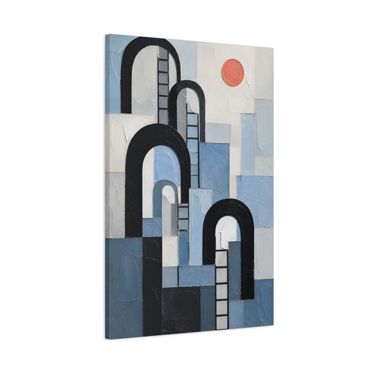 Main Mockup. Black Arches And Ladders shown as canvas print