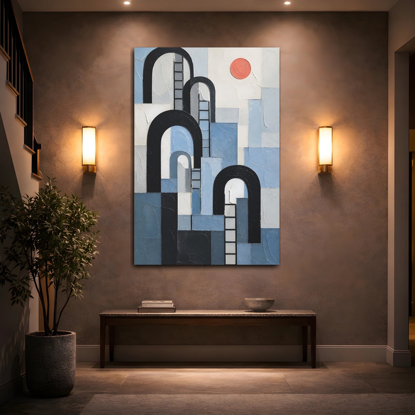 Mockup 2. Black Arches And Ladders shown as canvas print