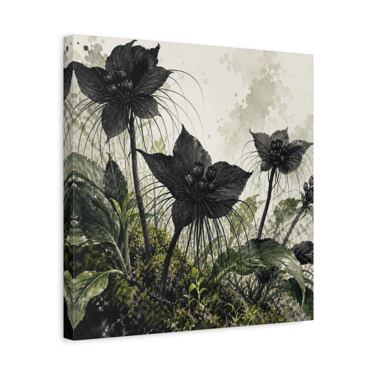 Side Mockup 6. Black Forest Flowers shown as canvas print