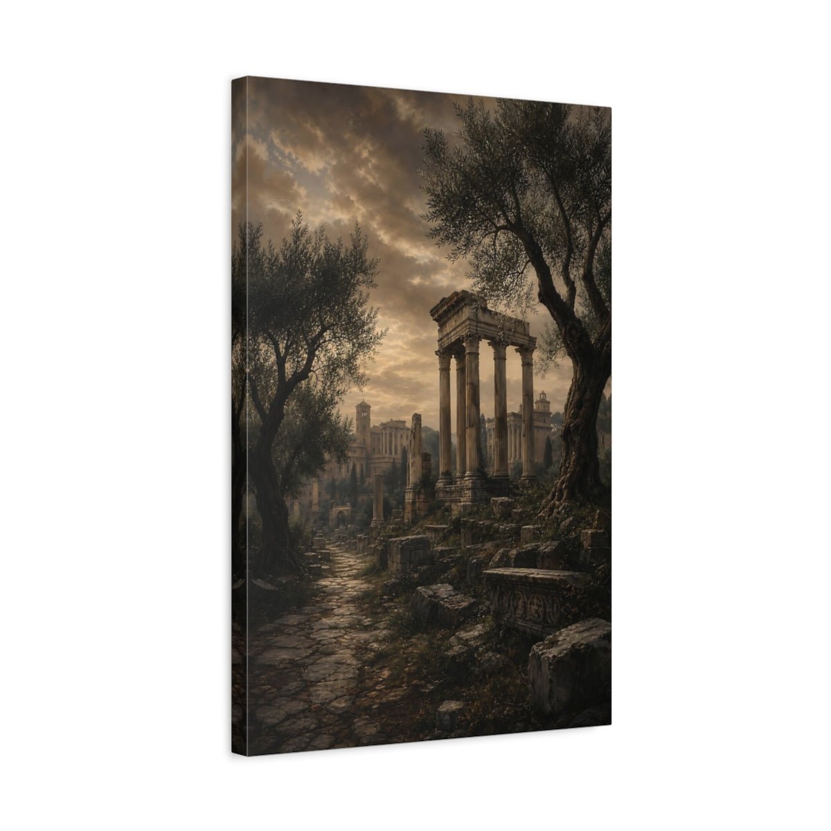 Blackened Bronze Moody Landscape Palette Roman Canvas Wall Art Print – Living Room Decor, Above Couch - YesArtYes