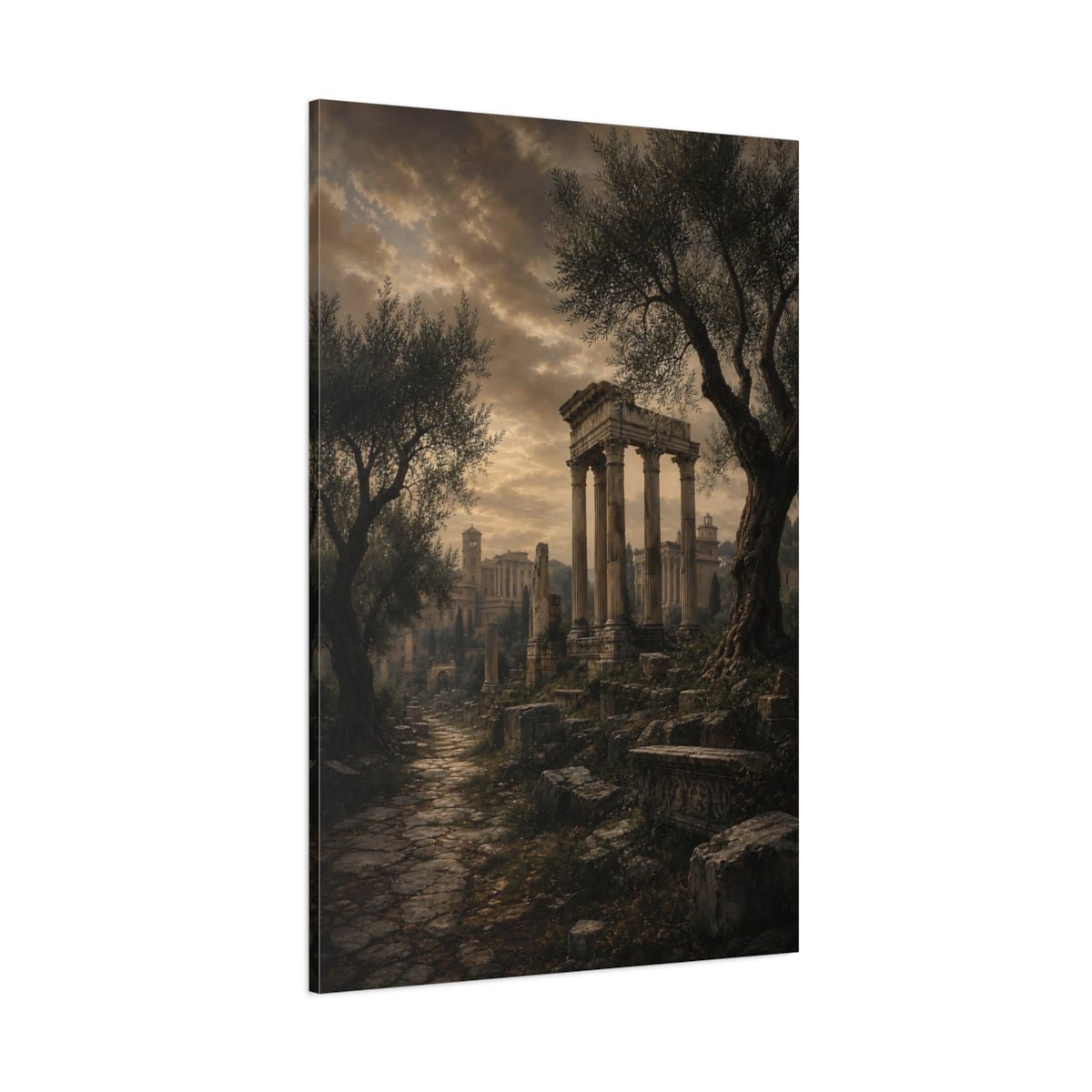 Blackened Bronze Moody Landscape Palette Roman Canvas Wall Art Print – Living Room Decor, Above Couch - YesArtYes