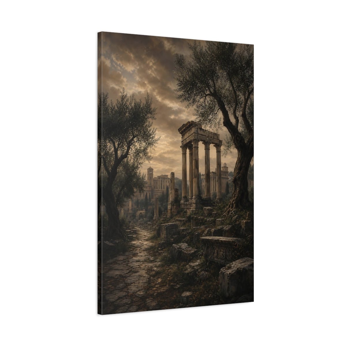 Blackened Bronze Moody Landscape Palette Roman Canvas Wall Art Print – Living Room Decor, Above Couch - YesArtYes