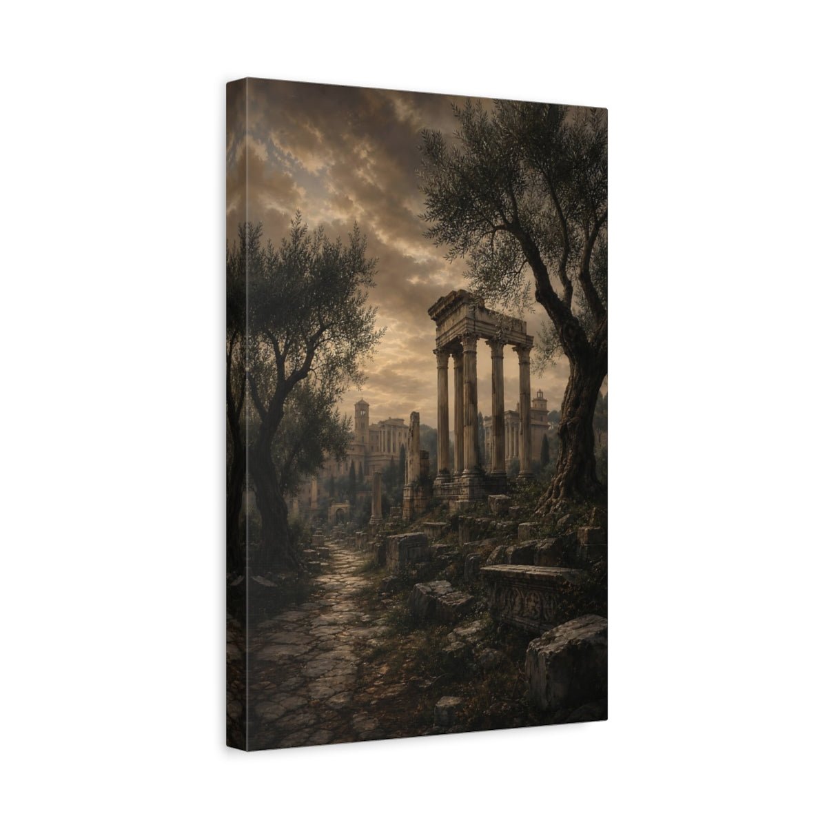Blackened Bronze Moody Landscape Palette Roman Canvas Wall Art Print – Living Room Decor, Above Couch - YesArtYes