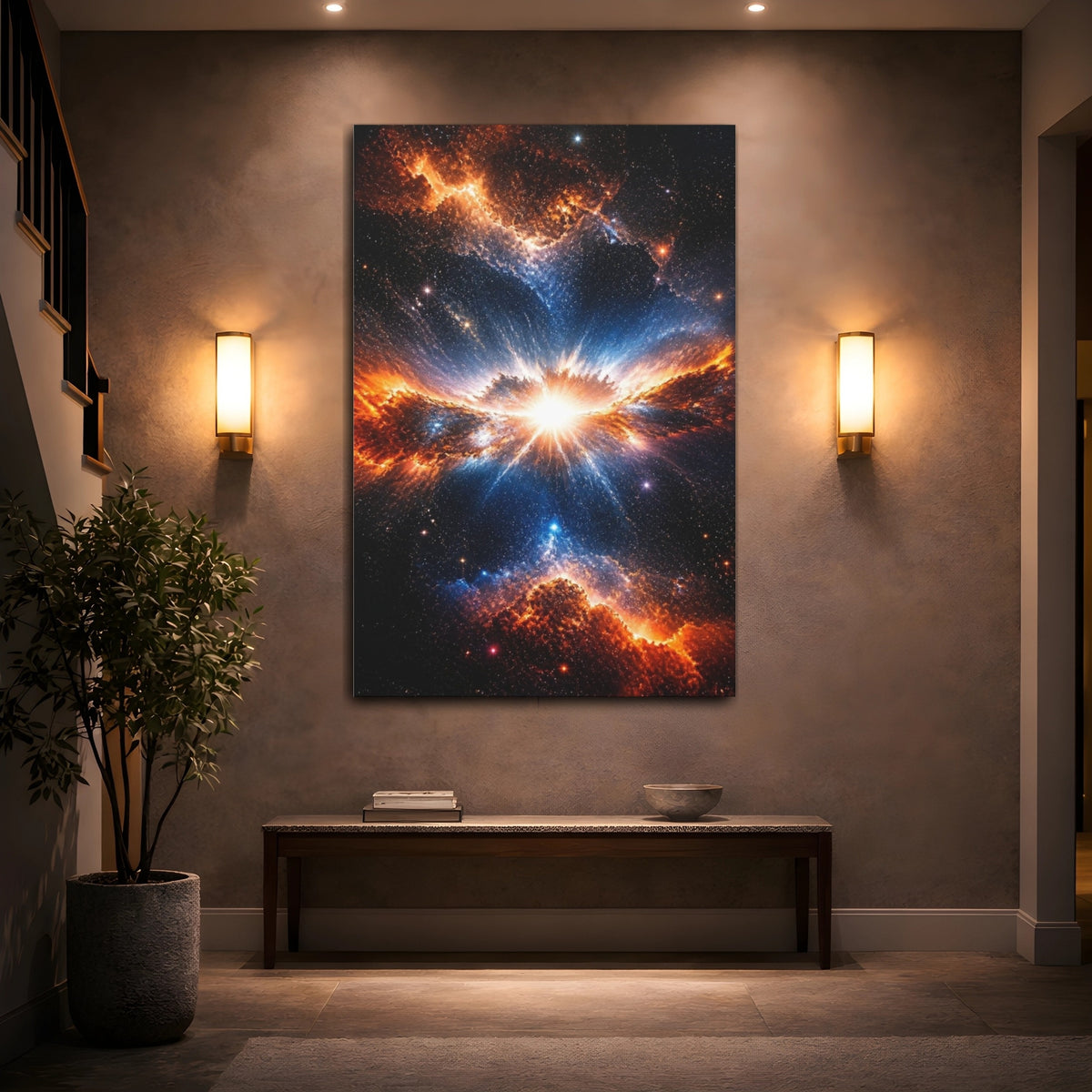 Mockup 2. Blazing Supernova Burst shown as canvas print