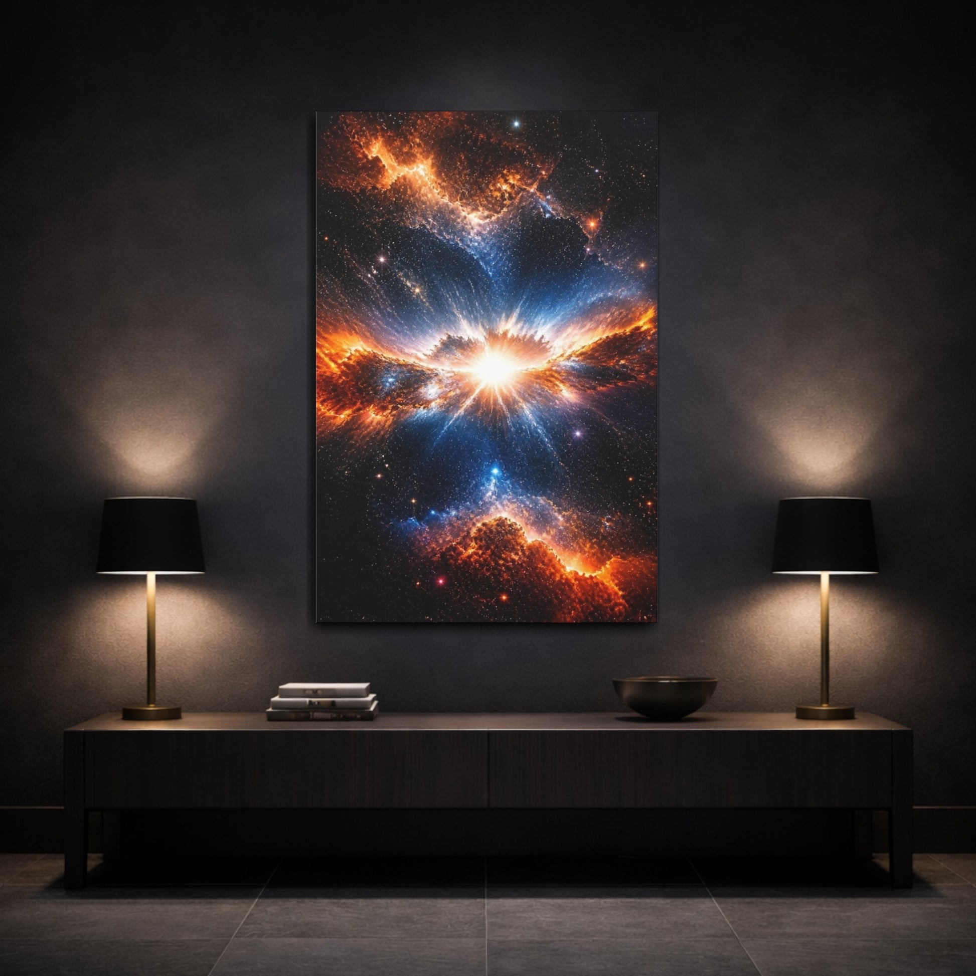 Mockup 3. Blazing Supernova Burst shown as canvas print