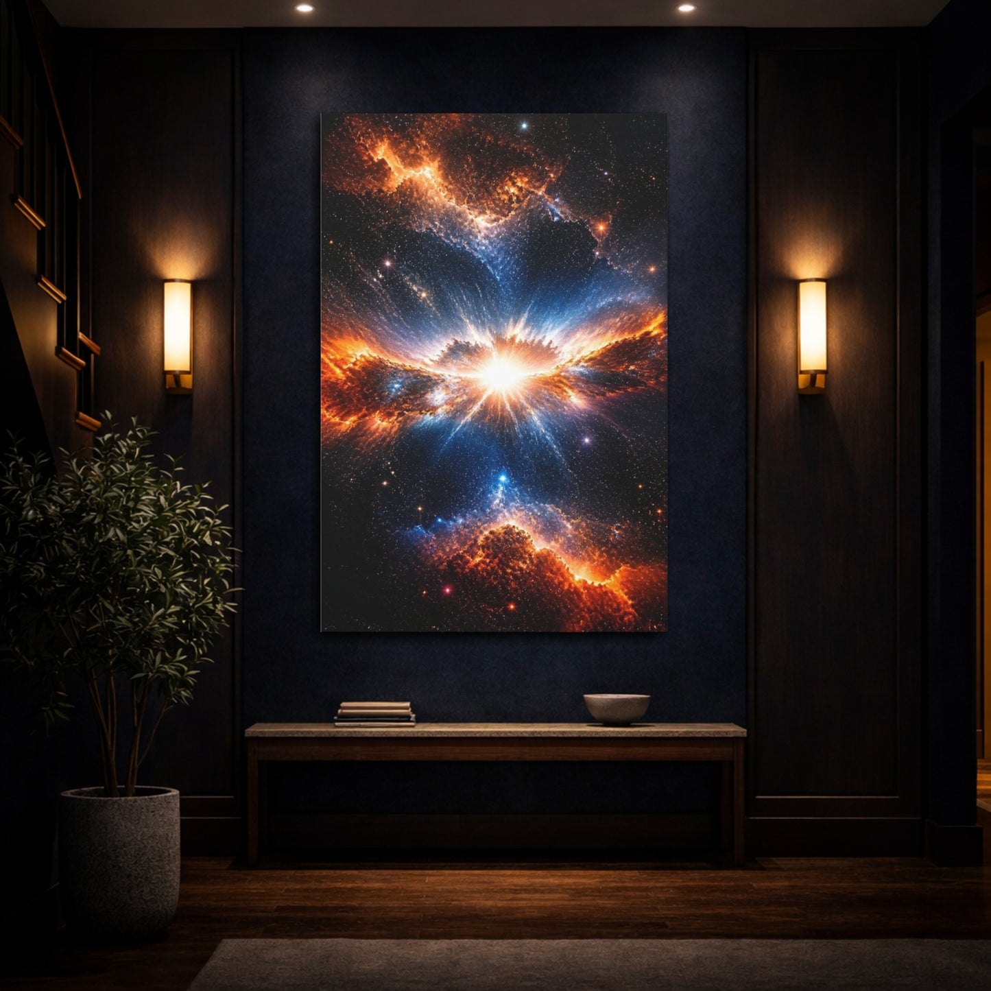 Mockup 4. Blazing Supernova Burst shown as canvas print