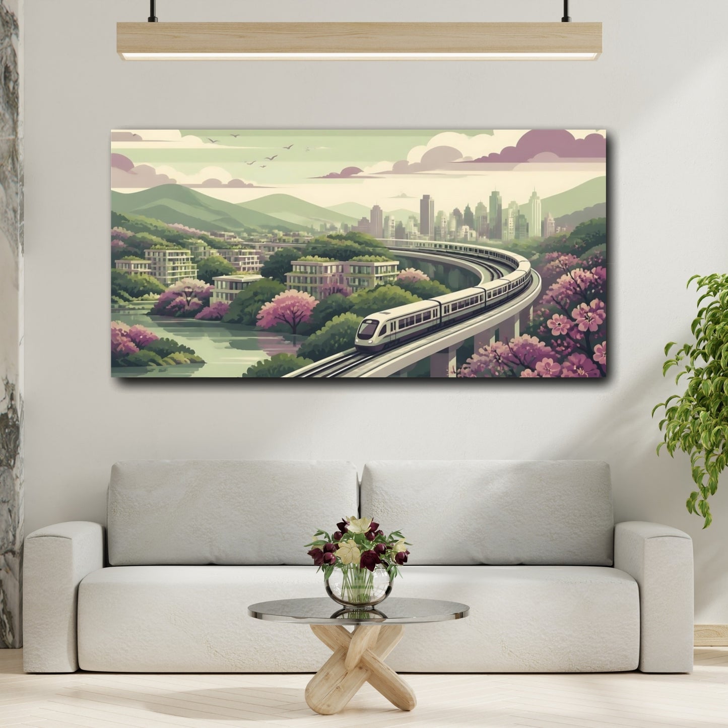 Mockup 2. Blossom Valley Train shown as canvas print