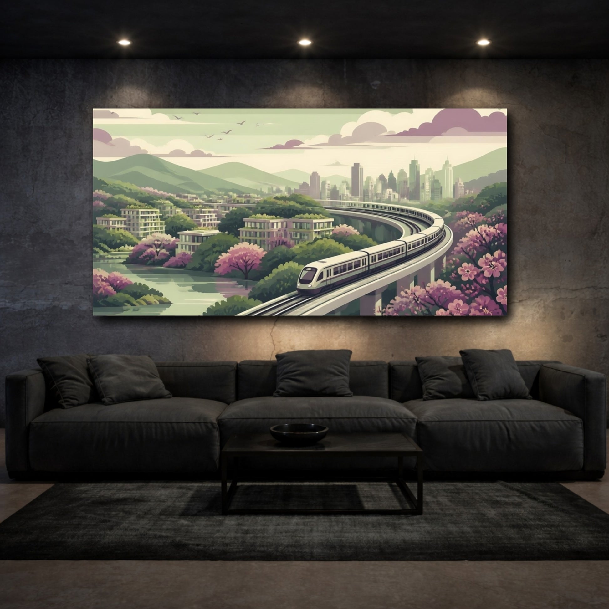 Mockup 3. Blossom Valley Train shown as canvas print
