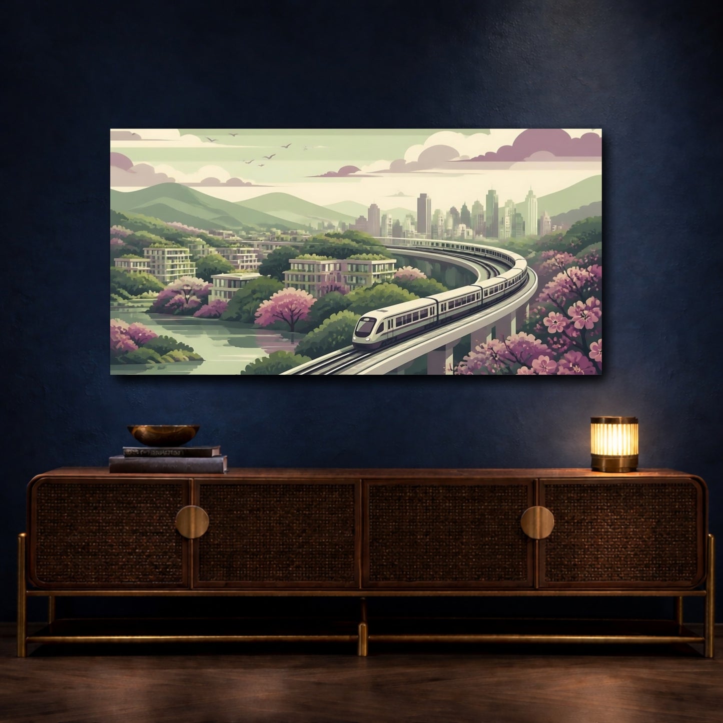 Mockup 4. Blossom Valley Train shown as canvas print