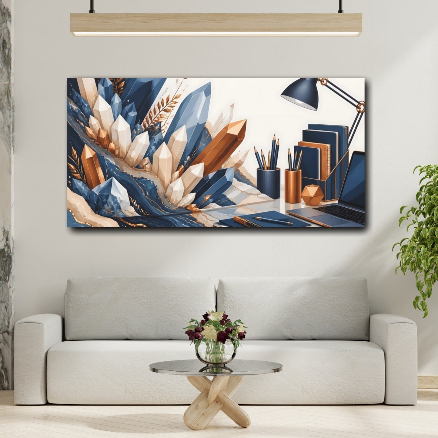 Mockup 2. Blue And Gold Crystal Desk shown as canvas print