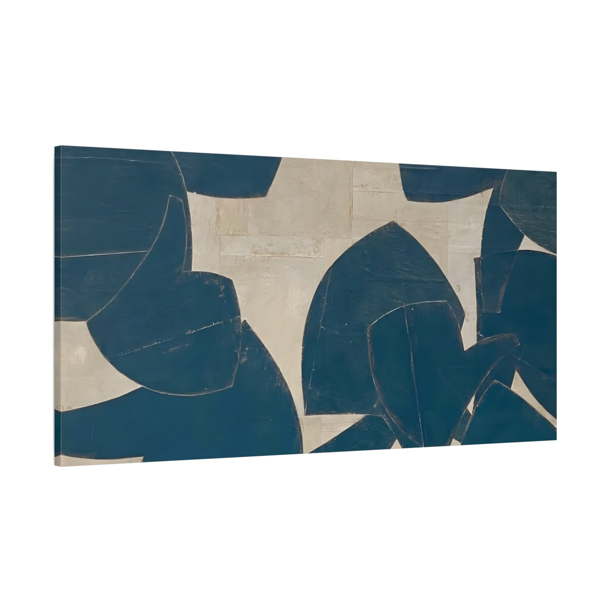 Blue Beige Abstract Canvas Print - Japanese Wabi Sabi wall art - YesArtYes
