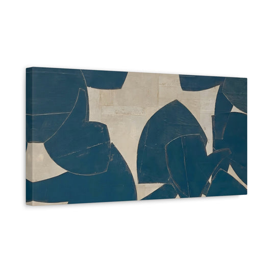 Blue Beige Abstract Canvas Print - Japanese Wabi Sabi wall art - YesArtYes