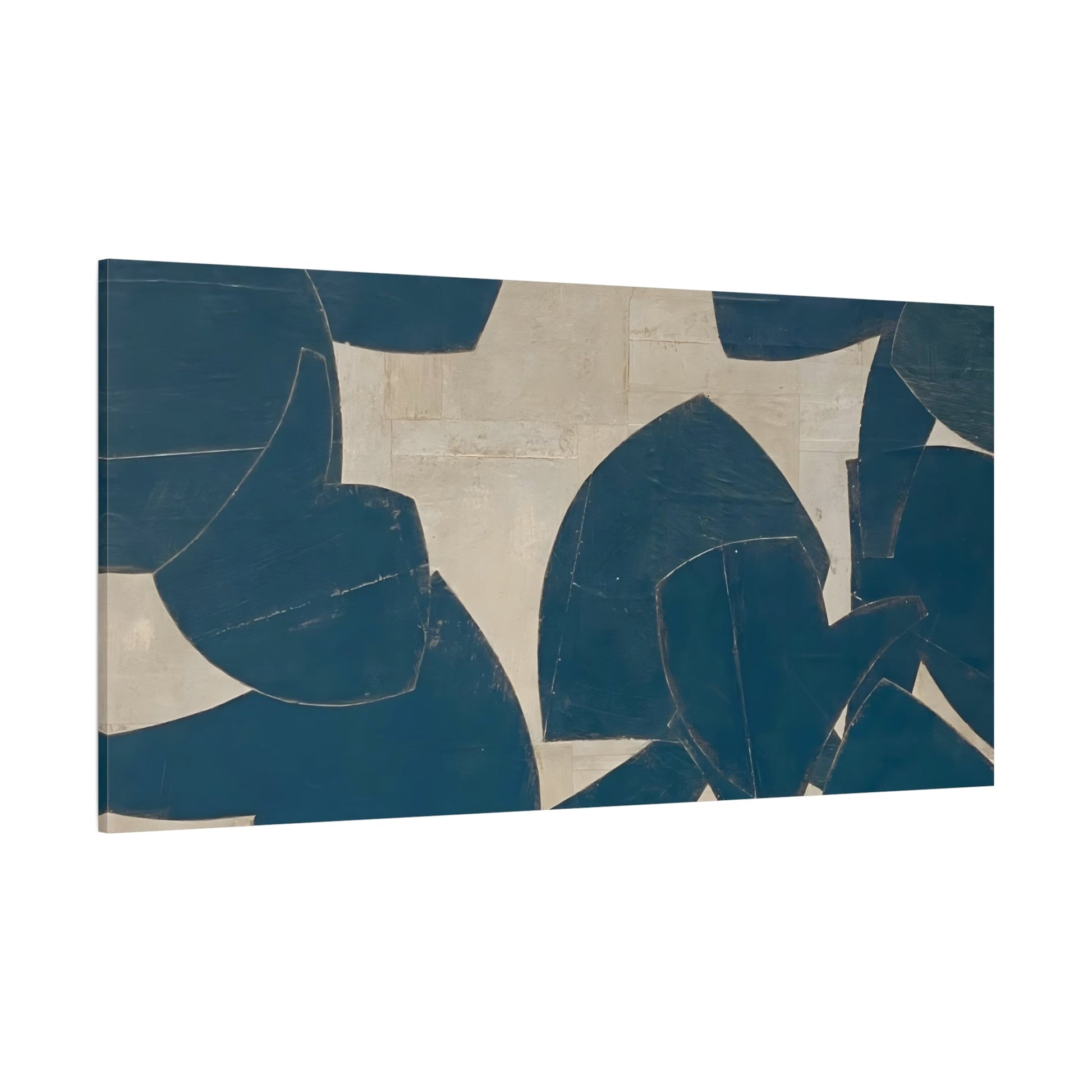 Blue Beige Abstract Canvas Print - Japanese Wabi Sabi wall art - YesArtYes