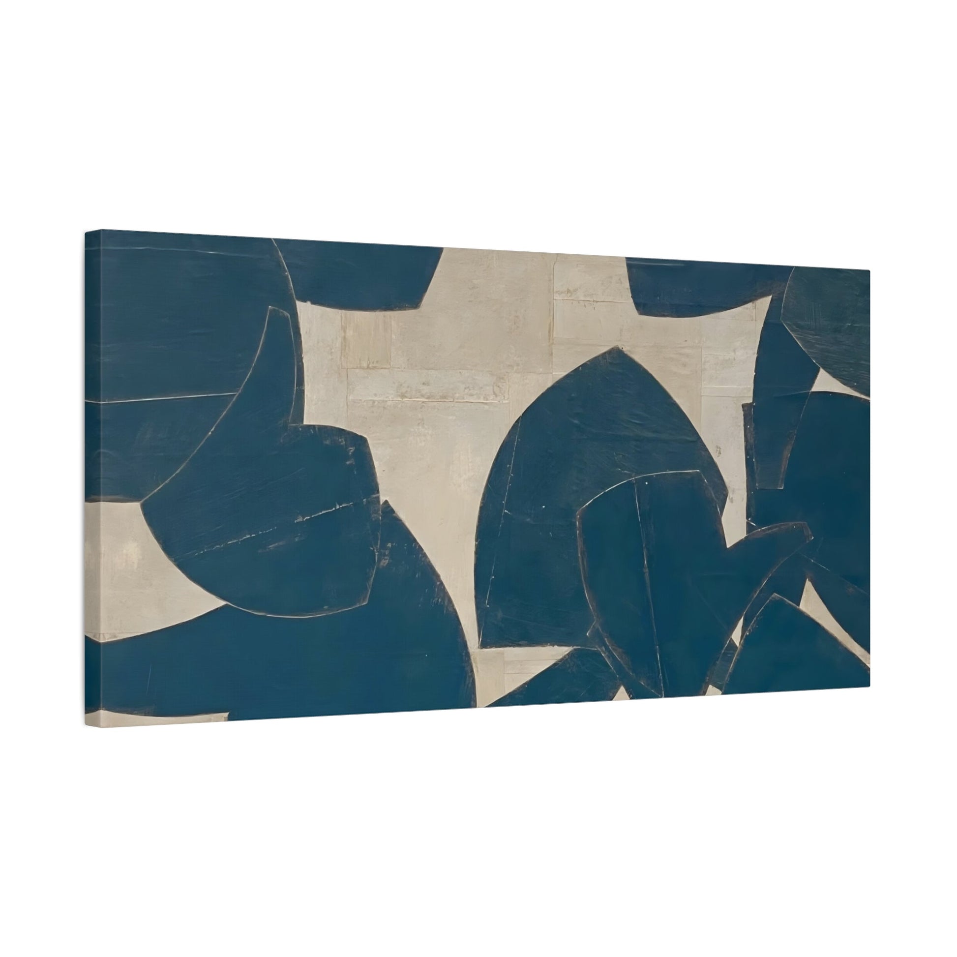 Blue Beige Abstract Canvas Print - Japanese Wabi Sabi wall art - YesArtYes