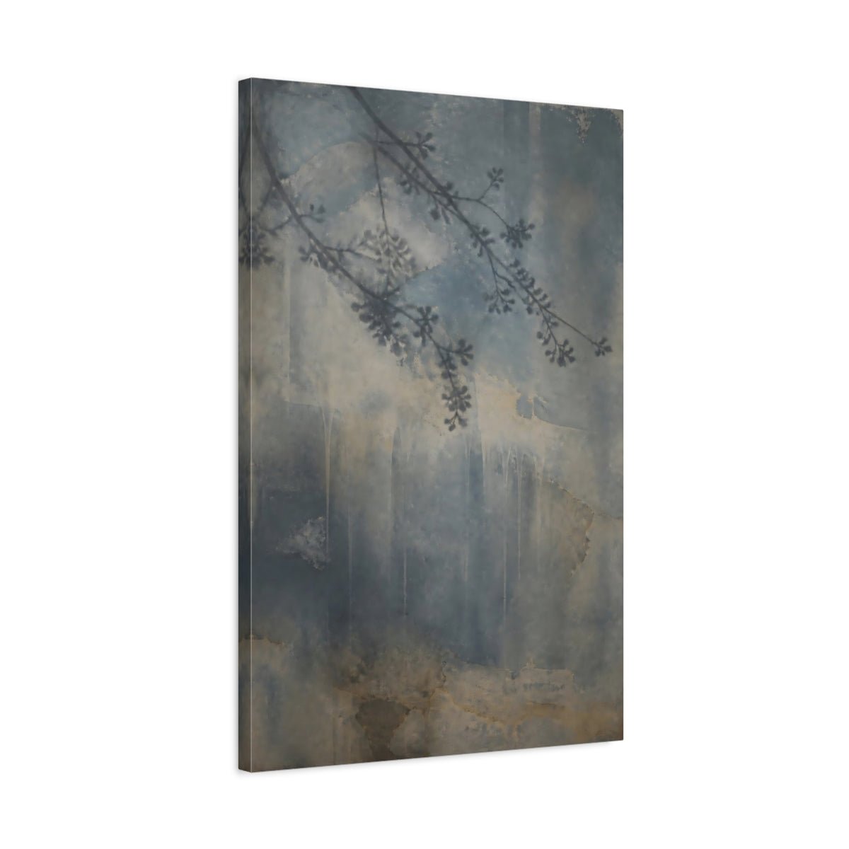 Blue Branch Shadow Study Canvas Print – Living Room, Above Console Table - YesArtYes
