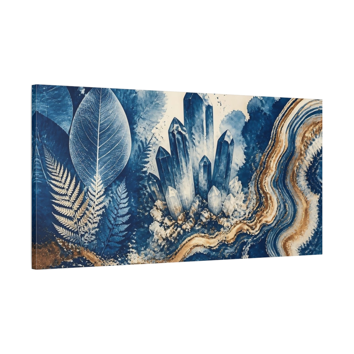 Main Mockup. Blue Crystal Cluster shown as canvas print
