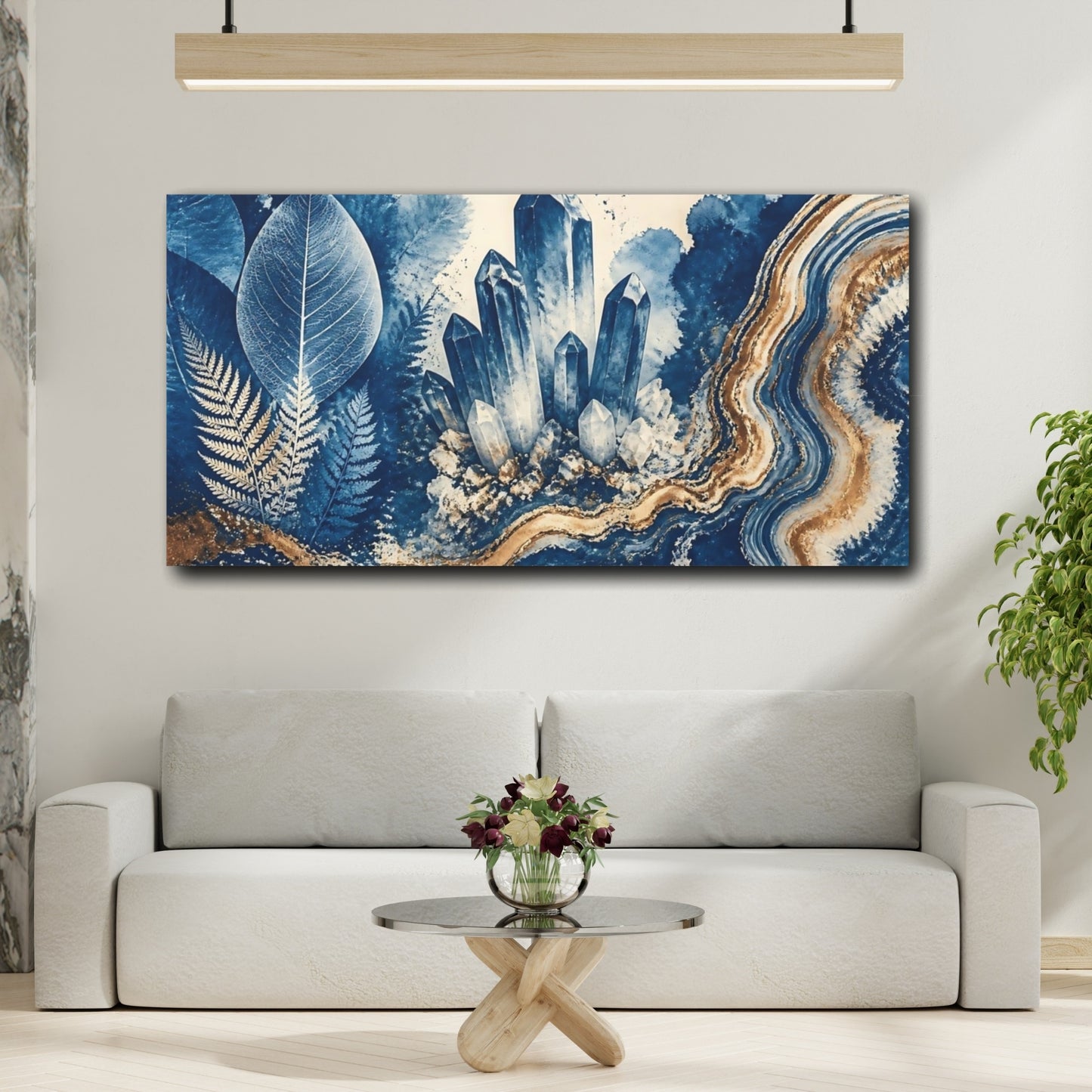 Mockup 2. Blue Crystal Cluster shown as canvas print