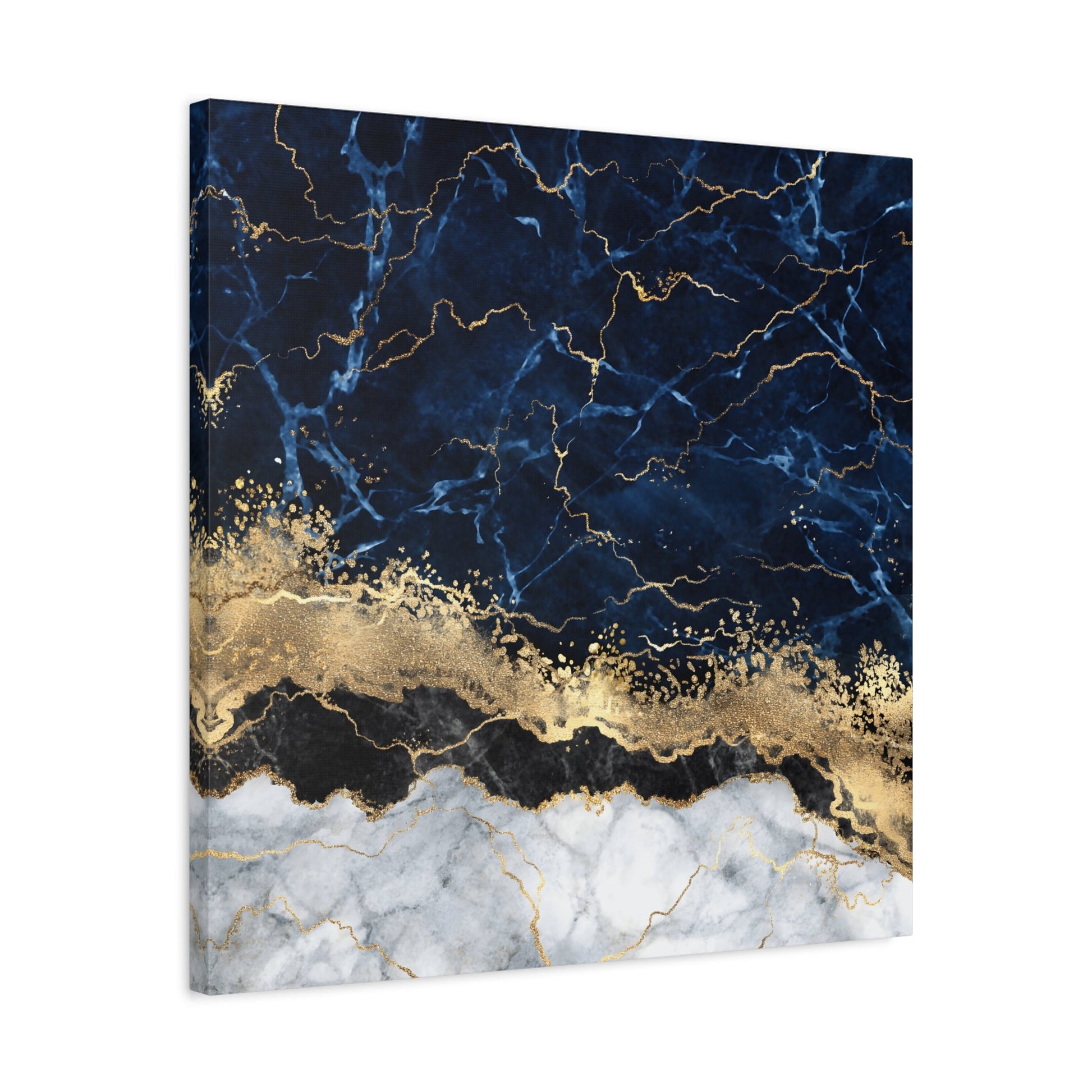 Blue Gold Marble Canvas Print - Modern Abstract Wall Decor - YesArtYes