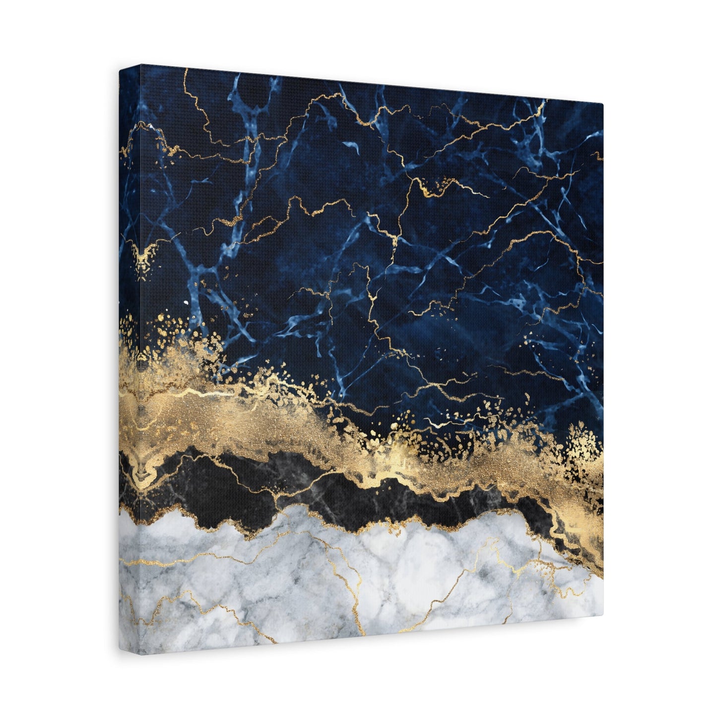 Blue Gold Marble Canvas Print - Modern Abstract Wall Decor - YesArtYes