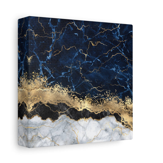 Blue Gold Marble Canvas Print - Modern Abstract Wall Decor - YesArtYes