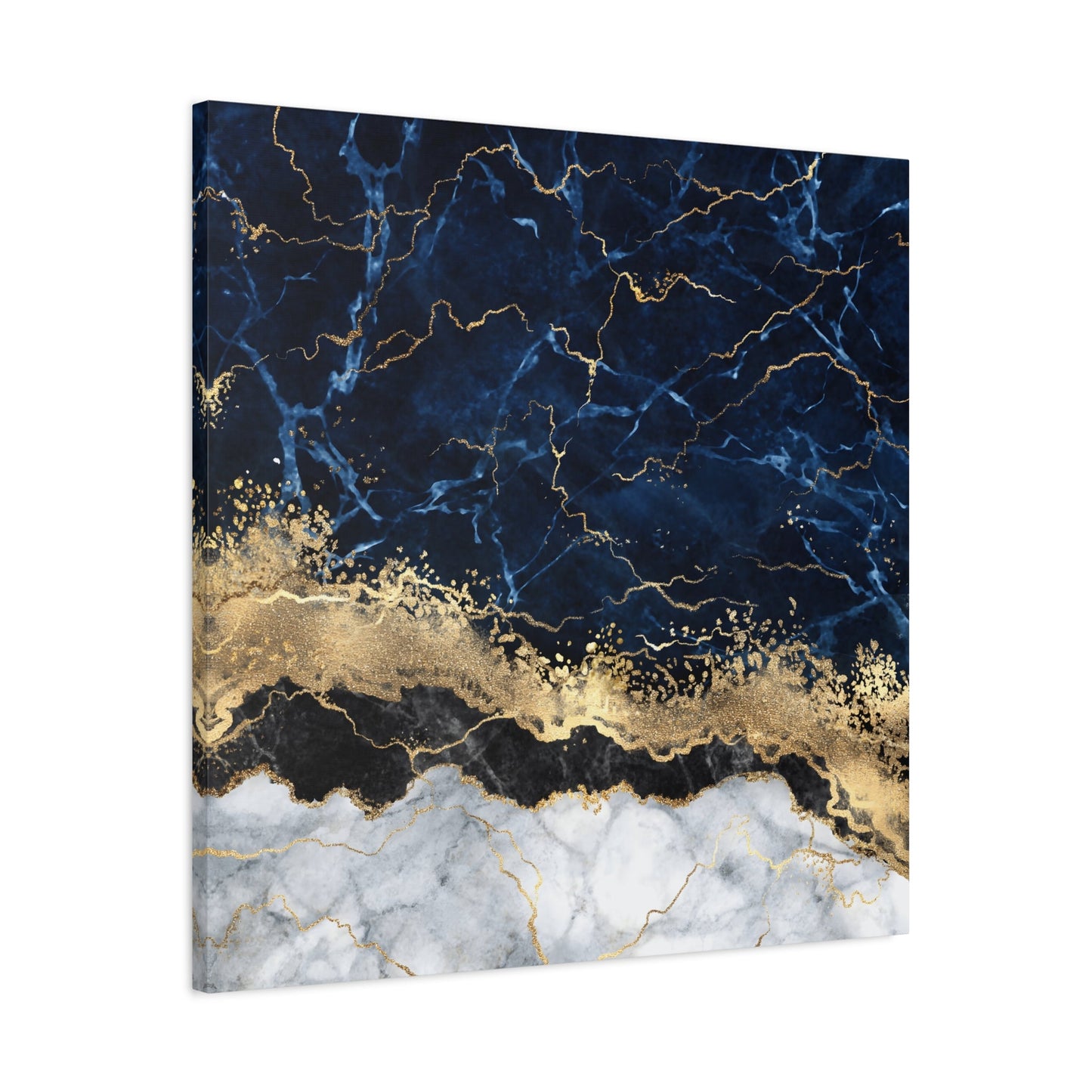 Blue Gold Marble Canvas Print - Modern Abstract Wall Decor - YesArtYes