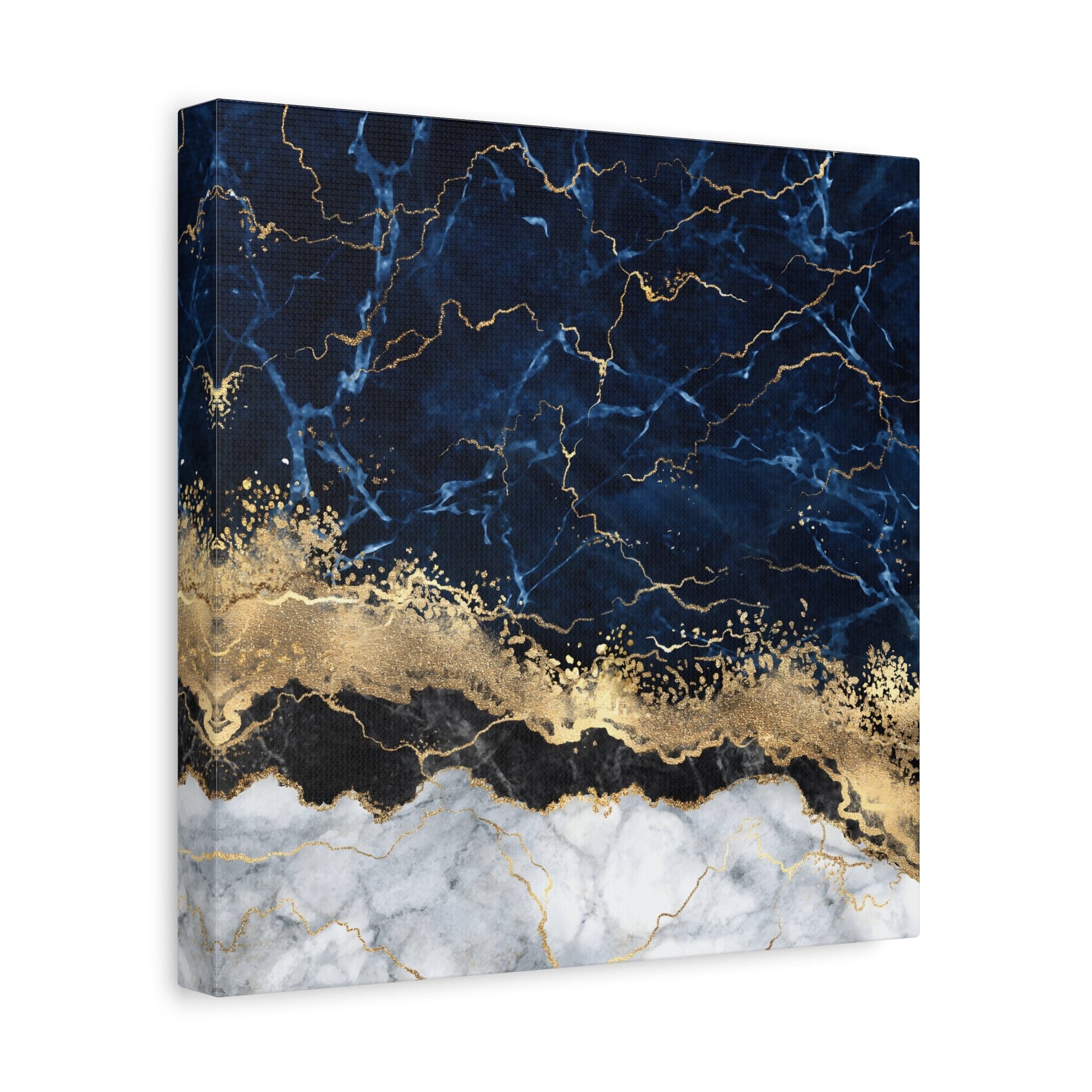 Blue Gold Marble Canvas Print - Modern Abstract Wall Decor - YesArtYes