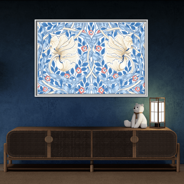 Blue Iris Floral Morris Pimpernel Canvas Wall Art Print - YesArtYes
