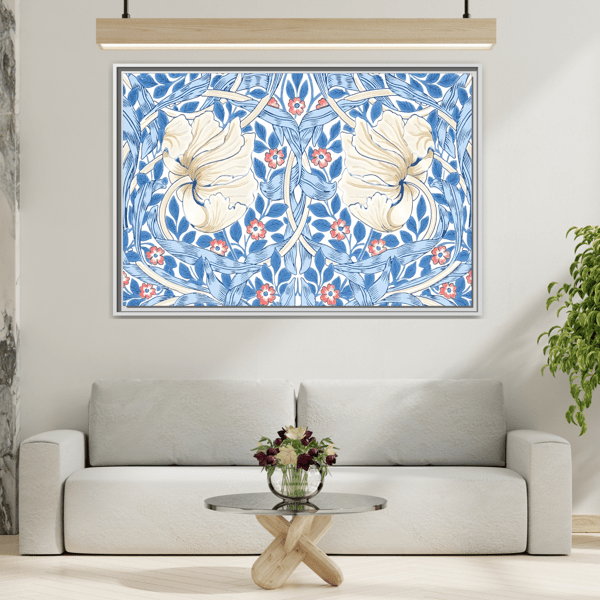 Blue Iris Floral Morris Pimpernel Canvas Wall Art Print - YesArtYes