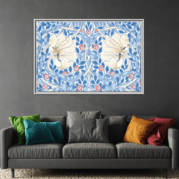 Blue Iris Floral Morris Pimpernel Canvas Wall Art Print - YesArtYes