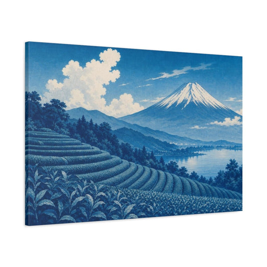 Blue Mount Fuji Tea Terraces Canvas Print – Living Room, Above Couch - YesArtYes