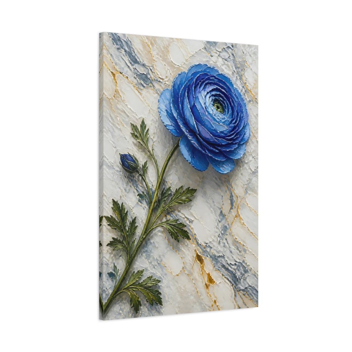 Main Mockup. Blue Ranunculus Floral shown as canvas print