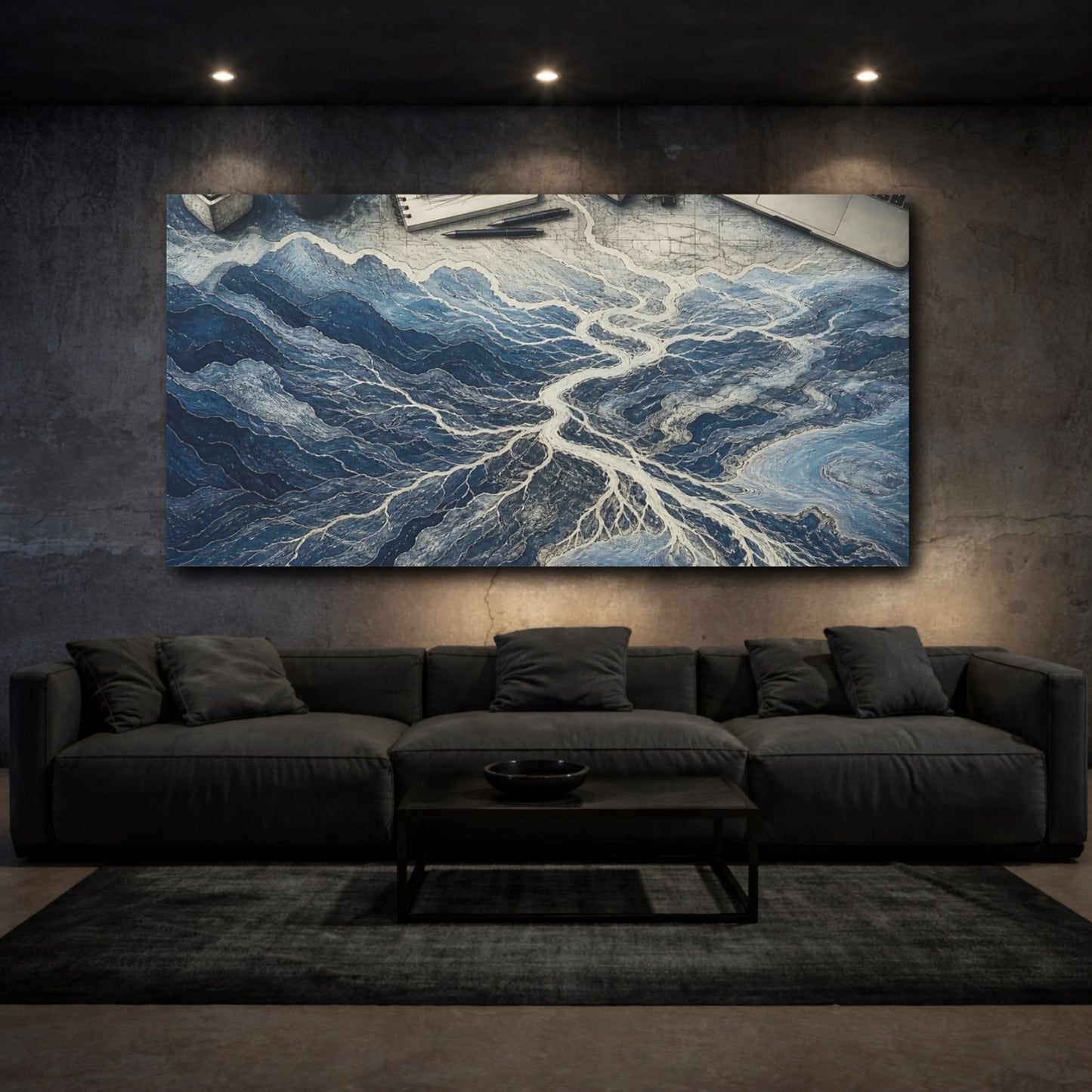 Mockup 3. Blue River Delta Study shown as canvas print