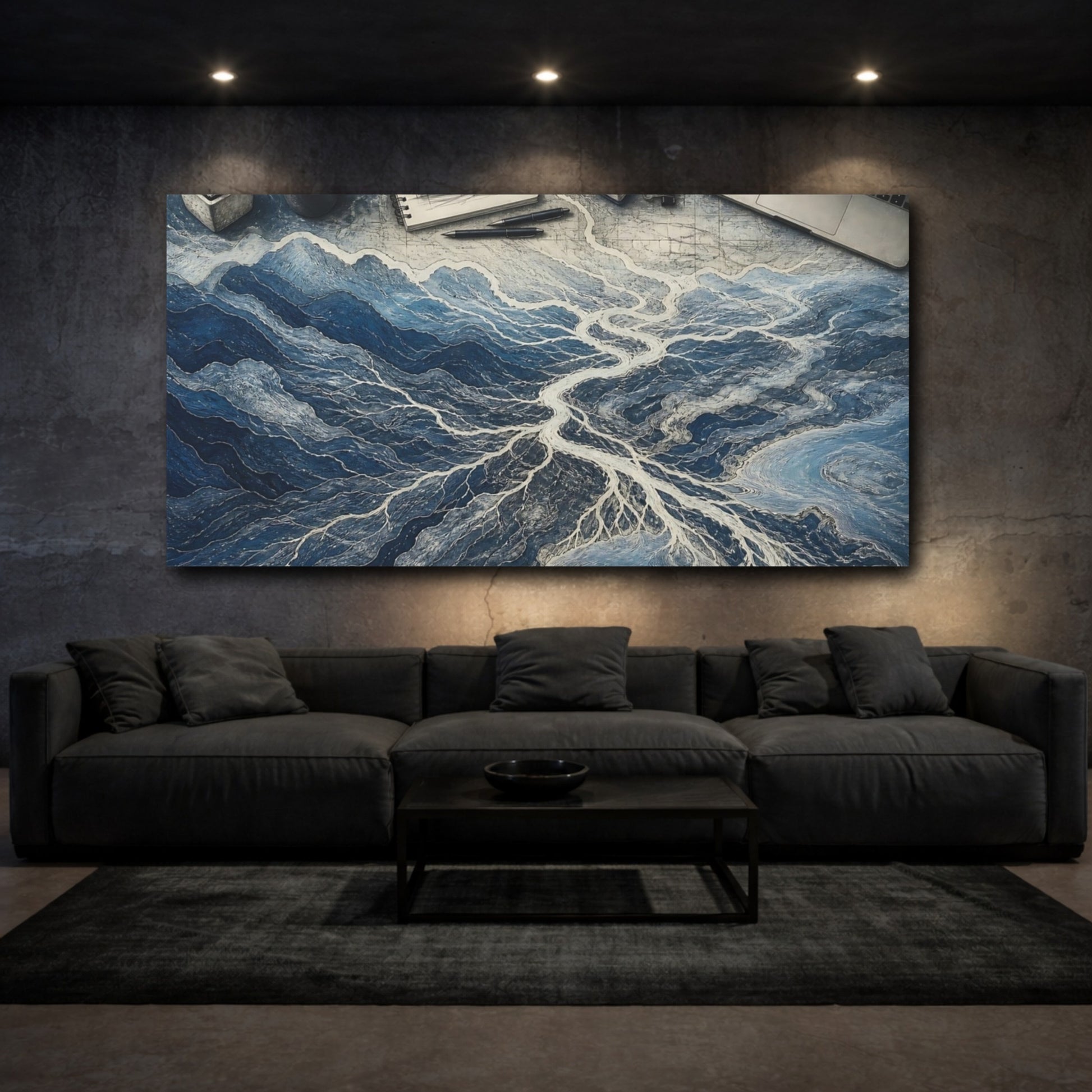 Mockup 3. Blue River Delta Study shown as canvas print