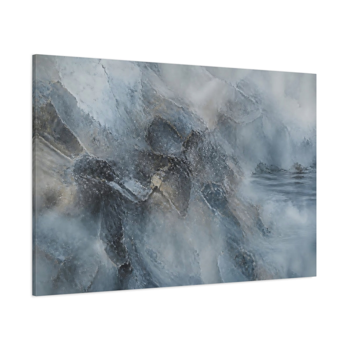 Side Mockup 1. Blue Stone Texture shown as canvas print