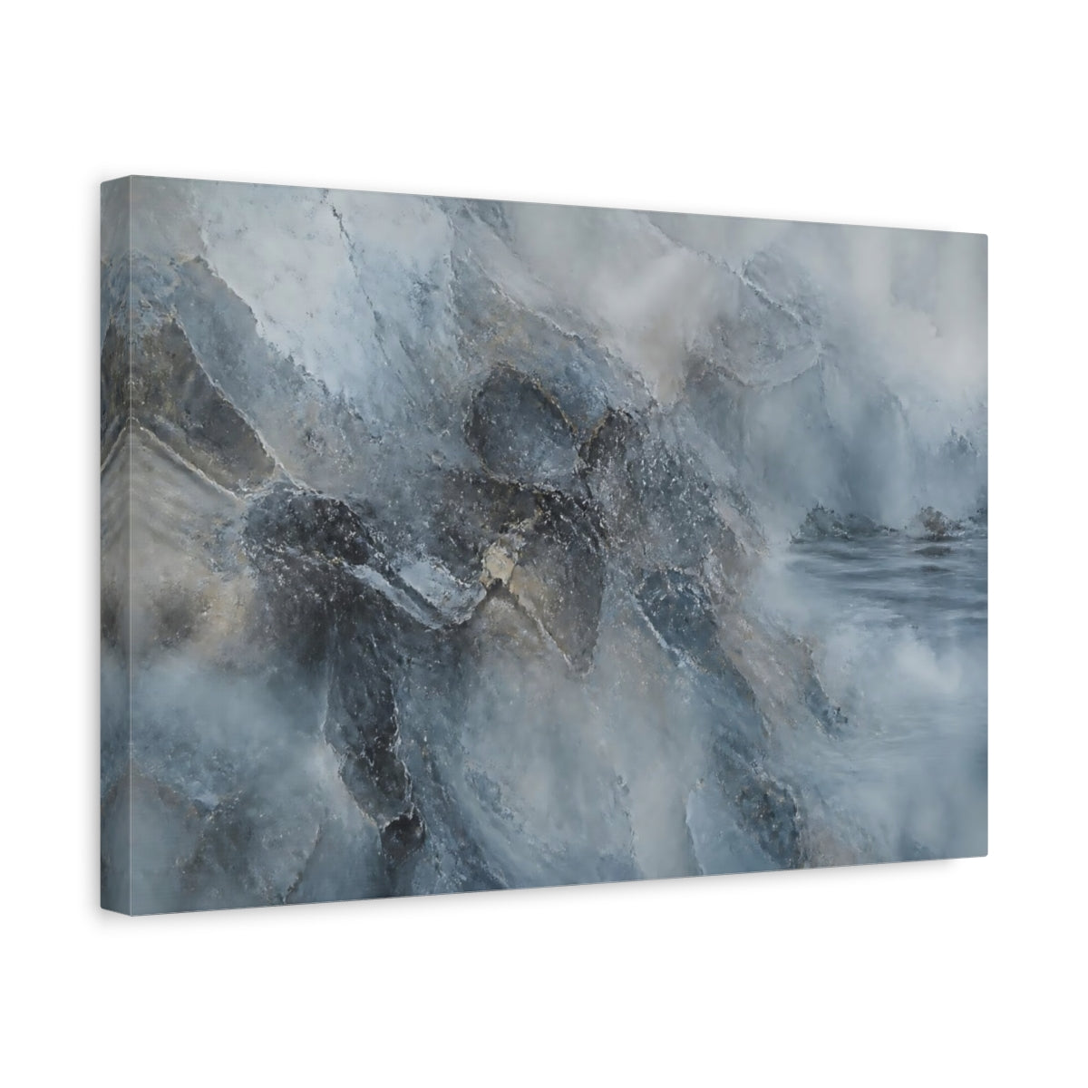 Side Mockup 4. Blue Stone Texture shown as canvas print