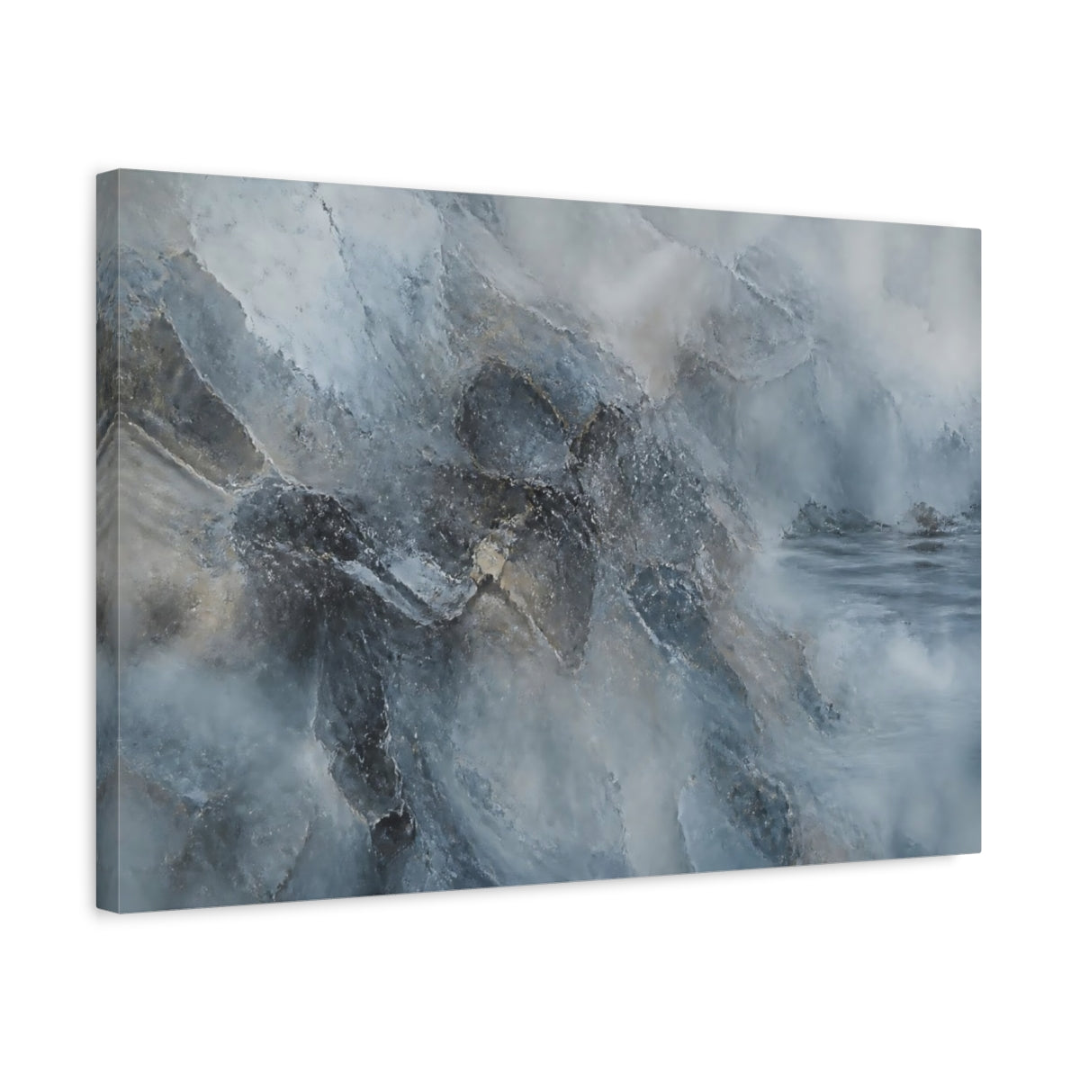 Side Mockup 3. Blue Stone Texture shown as canvas print