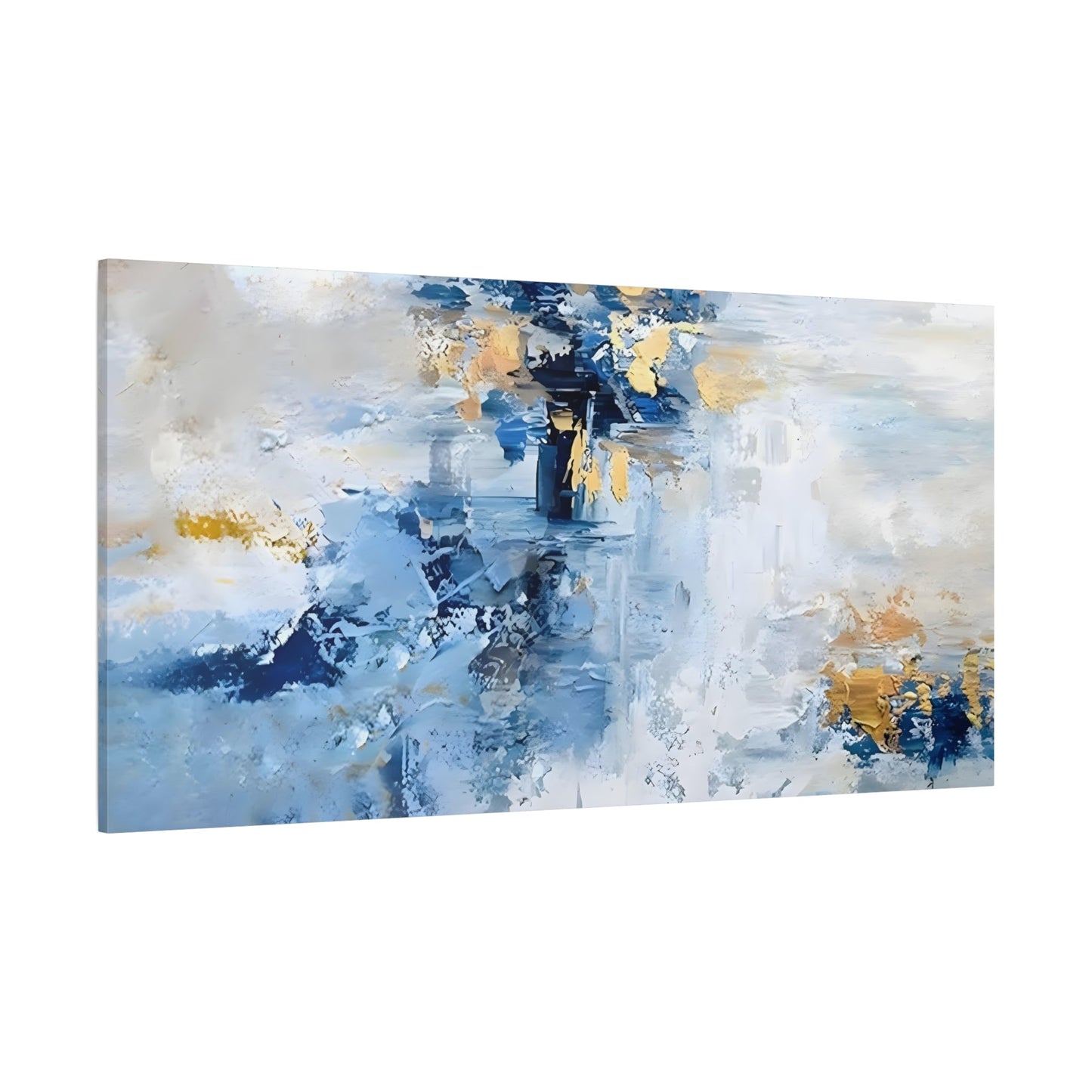 Blue White Abstract Print on Canvas - Large Contemporary Home Decoration - YesArtYes