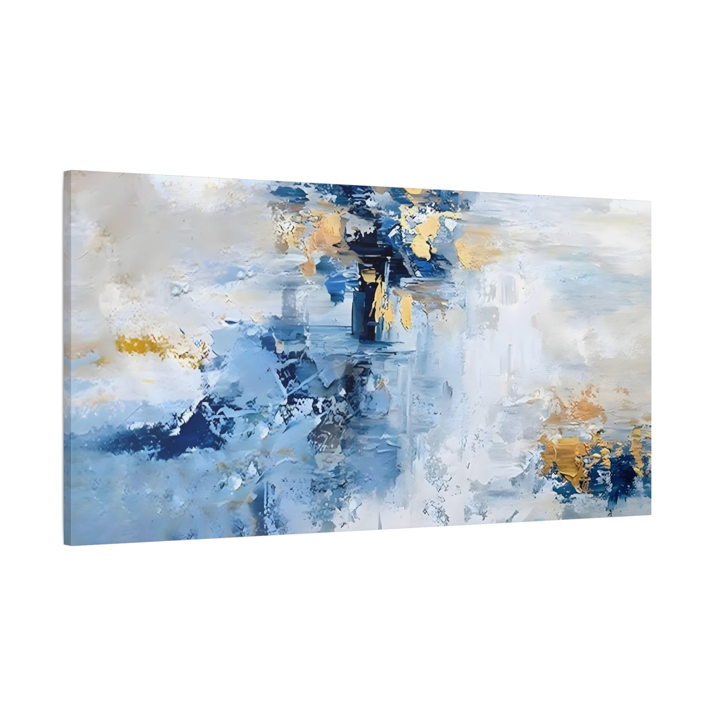 Blue White Abstract Print on Canvas - Large Contemporary Home Decoration - YesArtYes