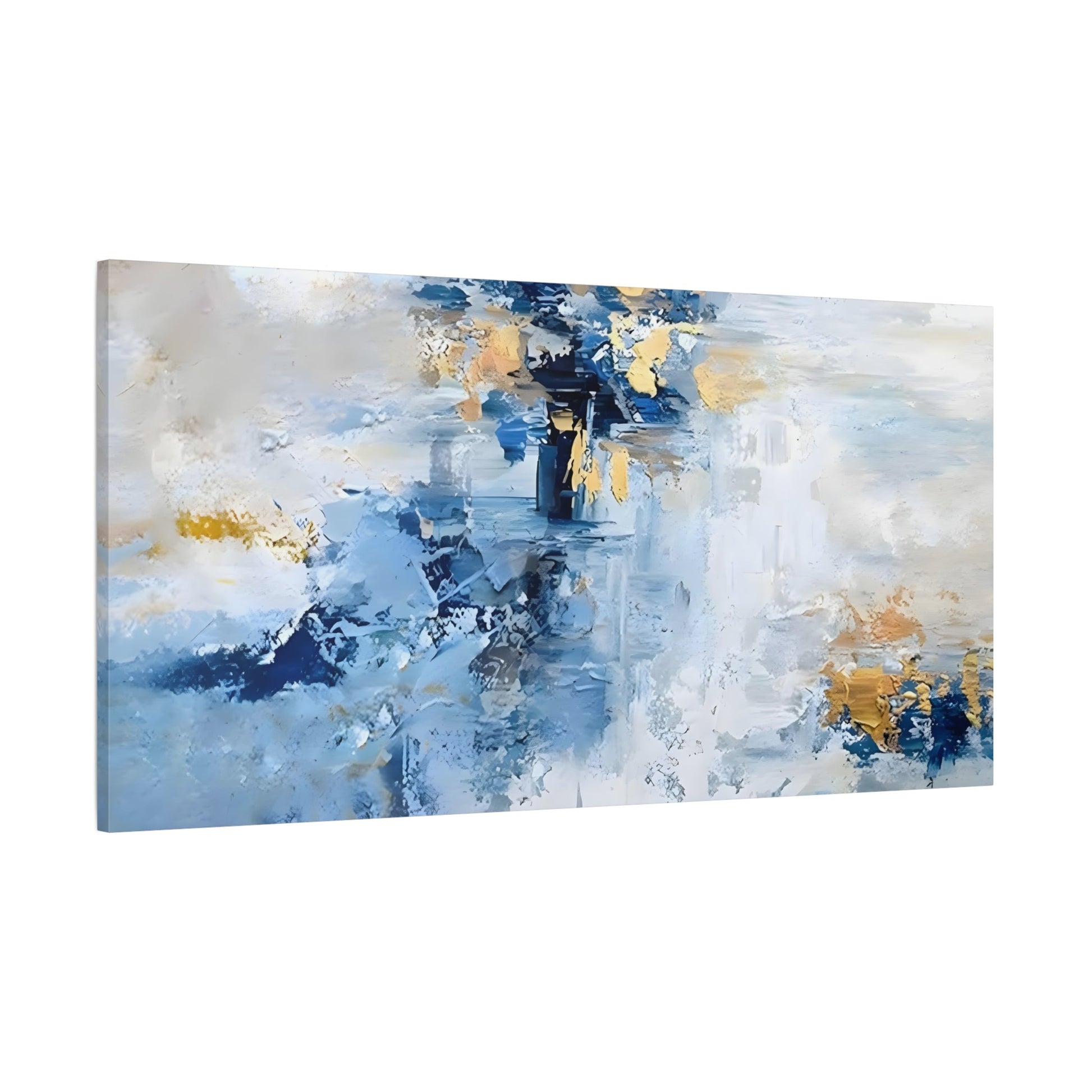 Blue White Abstract Print on Canvas - Large Contemporary Home Decoration - YesArtYes