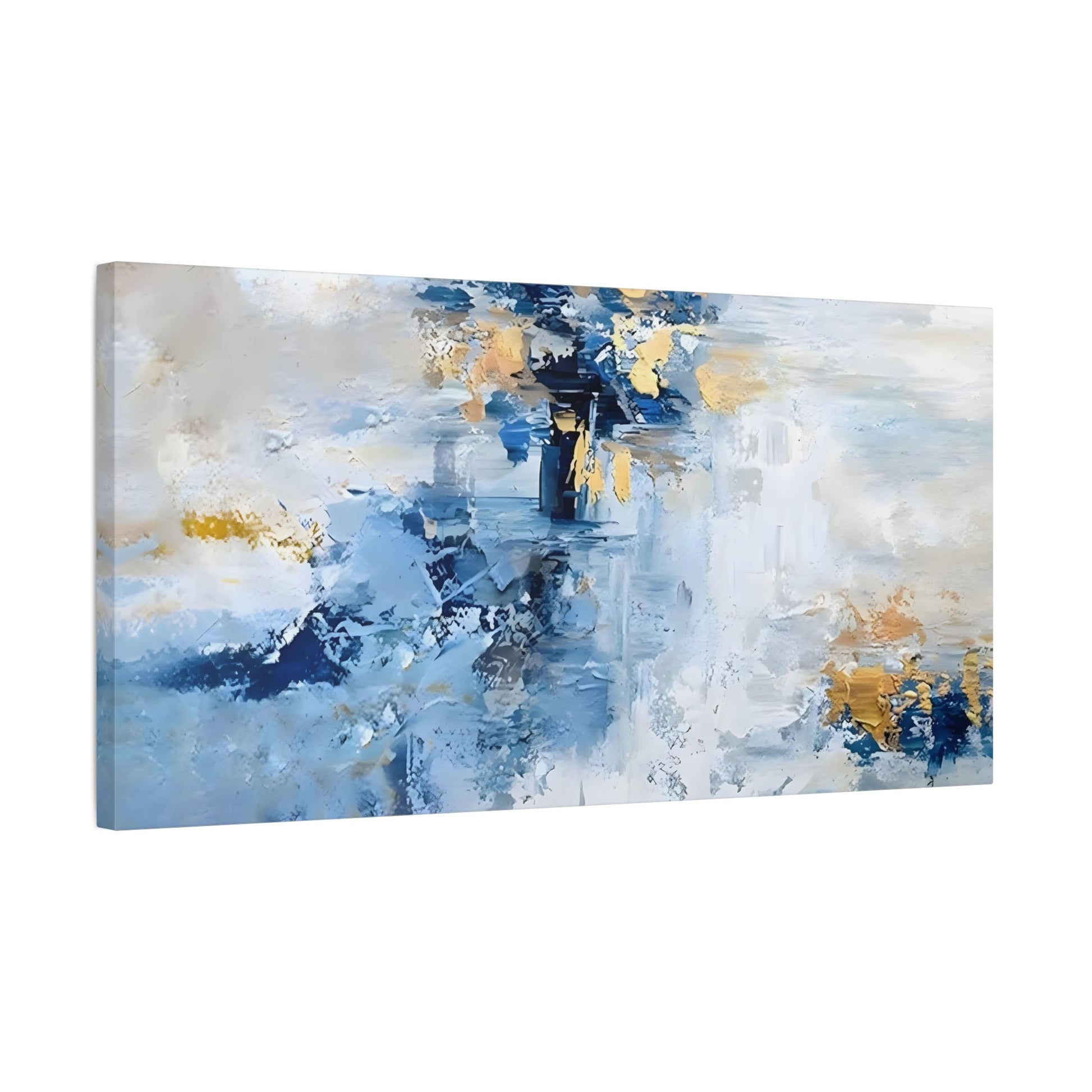 Blue White Abstract Print on Canvas - Large Contemporary Home Decoration - YesArtYes