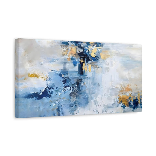 Blue White Abstract Print on Canvas - Large Contemporary Home Decoration - YesArtYes