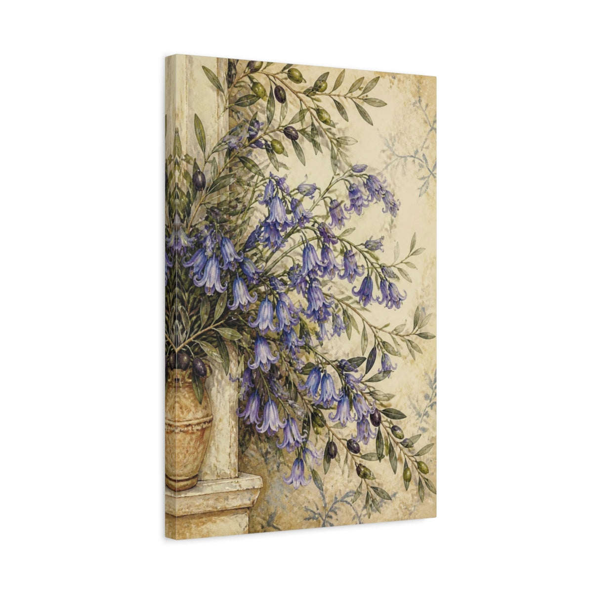 Side Mockup 3. Bluebell Floral Bouquet shown as canvas print