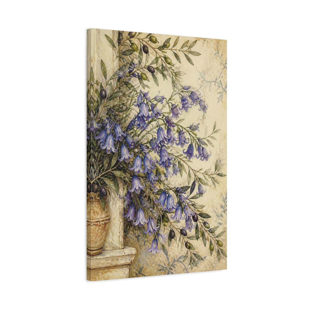 Side Mockup 2. Bluebell Floral Bouquet shown as canvas print