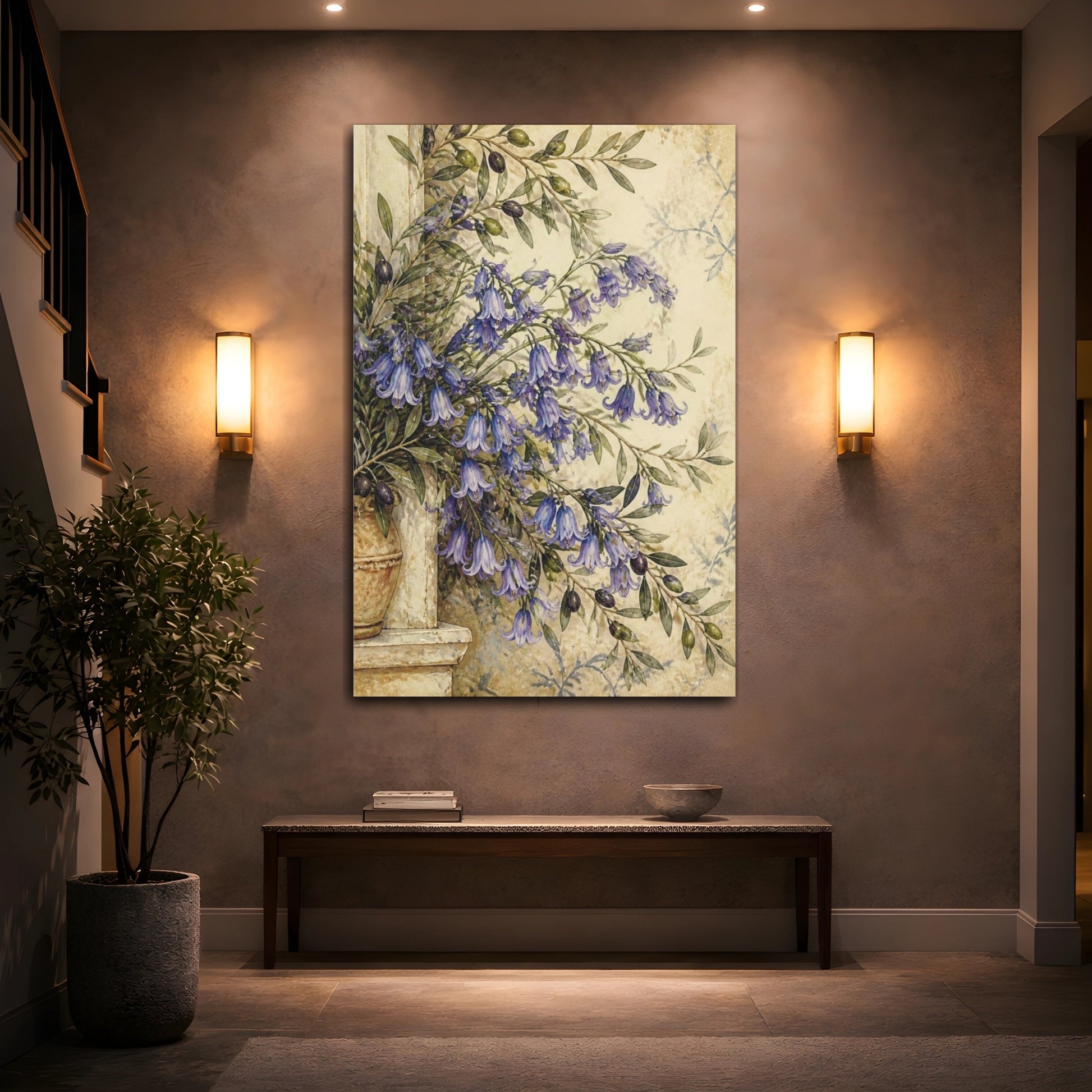 Mockup 2. Bluebell Floral Bouquet shown as canvas print