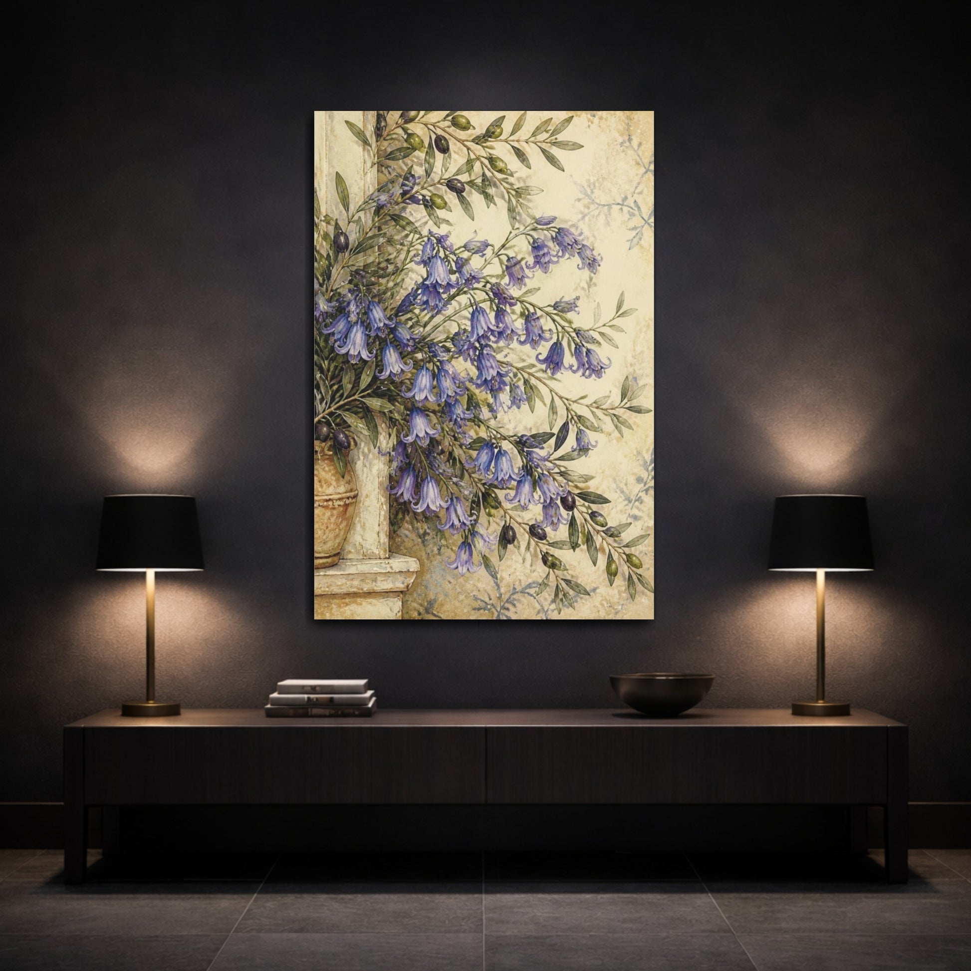 Mockup 3. Bluebell Floral Bouquet shown as canvas print